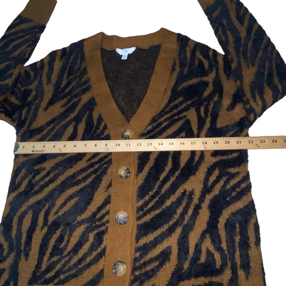 Time and Tru Fuzzy Zebra Print Eyelash Cardigan - Women’s M 8/10 NEW NWOT - Picture 3 of 10